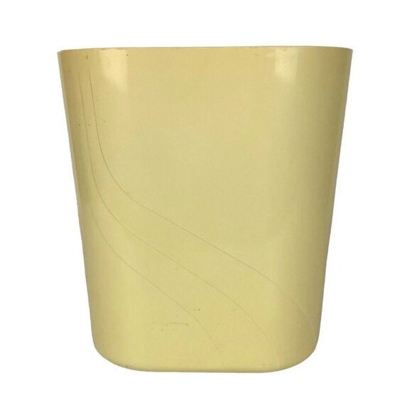Rubbermaid Wastebasket Almond Oval Swirl Contour Plastic Trash Can Vtg 80s - Picture 1 of 7